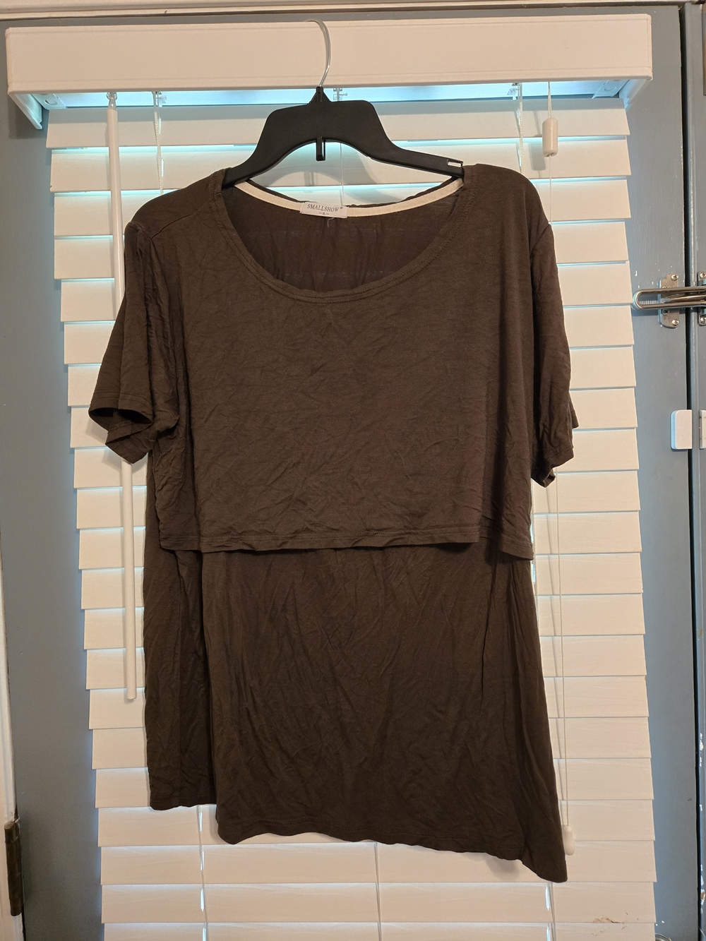 Breast Feeding SMALLSHOW XL Dark Green Top with White Trim